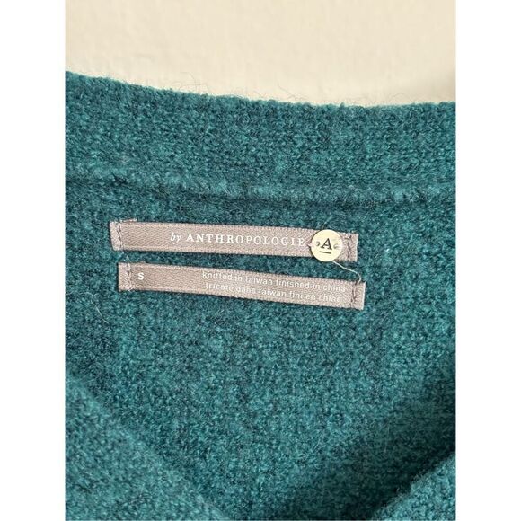 Anthropologie Joy fringed v neck teal sweater size small - Picture 6 of 8
